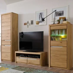 Wohnzimmer Anbauwand Croconia aus Wildeiche Massivholz (dreiteilig)