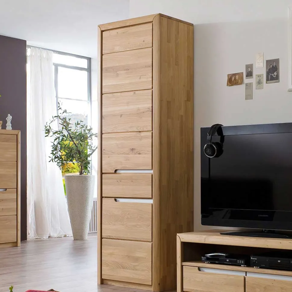 Wohnzimmer Anbauwand Croconia aus Wildeiche Massivholz (dreiteilig)