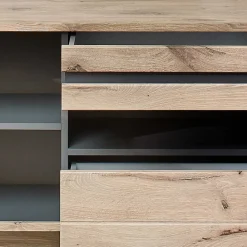 Wohnzimmer Anbauwand Holz Look - Zelio (dreiteilig)