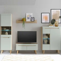 Wohnzimmer Anbauwand im Skandi Design - Armina (vierteilig)