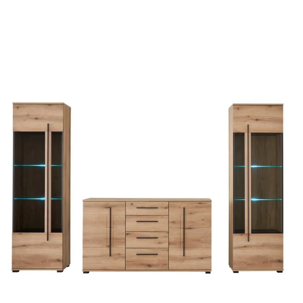 Wohnzimmer Anbauwand in Eiche - Brocus (dreiteilig)