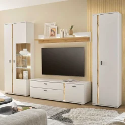 Wohnzimmer Anbauwand mit LED Set - Racelyn (vierteilig)