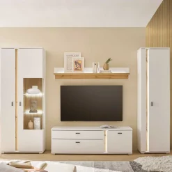 Wohnzimmer Anbauwand mit LED Set - Racelyn (vierteilig)