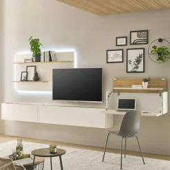 Wohnzimmer Anbauwand Set hängend - Nonessia (vierteilig)