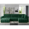 Wohnzimmer Bettcouch in Dunkelgrün - U-Form - Domago