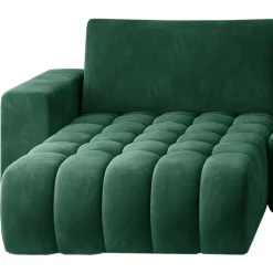Wohnzimmer Bettcouch in Dunkelgrün - U-Form - Domago