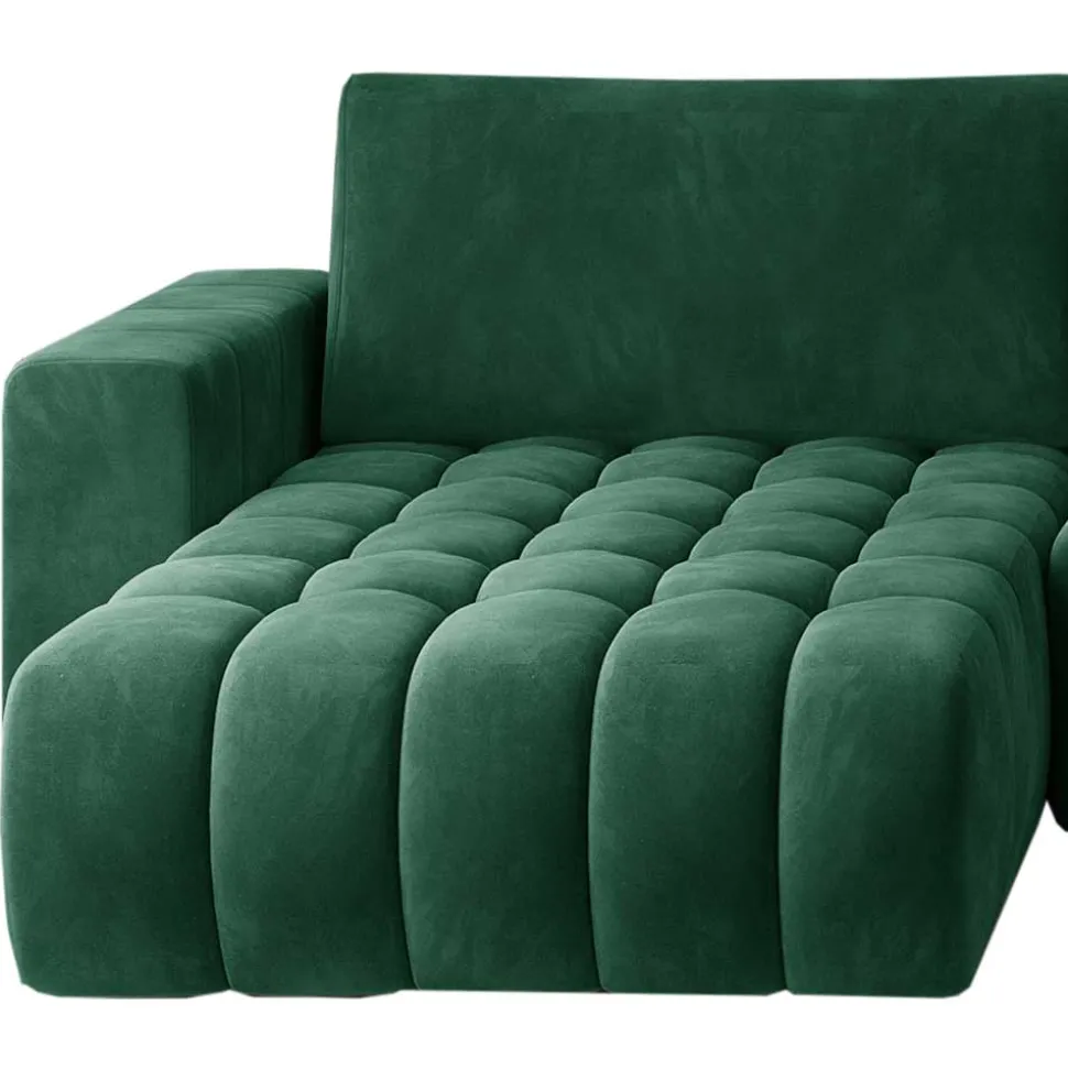 Wohnzimmer Bettcouch in Dunkelgrün - U-Form - Domago
