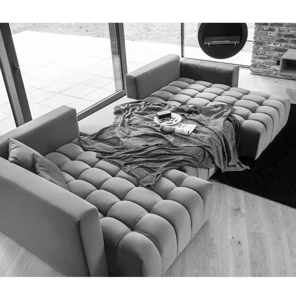 Wohnzimmer Bettcouch in Dunkelgrün - U-Form - Domago