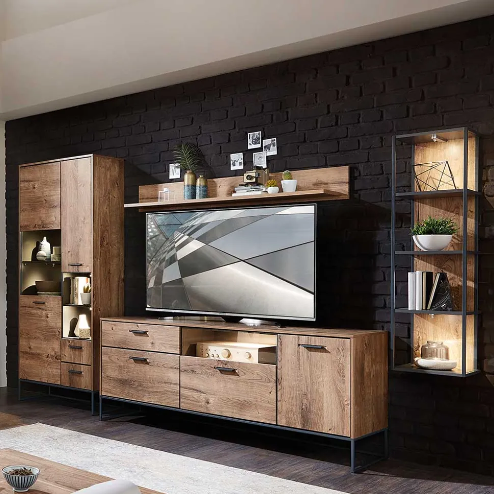 Wohnzimmer Design Wohnwand Möbelset - Xindus (vierteilig)