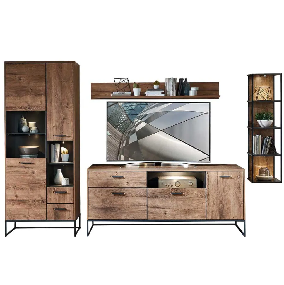Wohnzimmer Design Wohnwand Möbelset - Xindus (vierteilig)