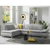 Wohnzimmer Eckcouch in Hellgrau mit Chrom - Oraina