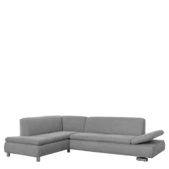 Wohnzimmer Eckcouch in Hellgrau mit Chrom - Oraina