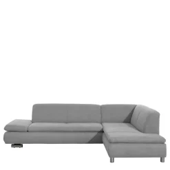 Wohnzimmer Eckcouch in Hellgrau mit Chrom - Oraina