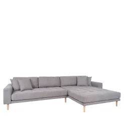 Wohnzimmer Ecksofa in Hellgrau mit Buche - Lelyo