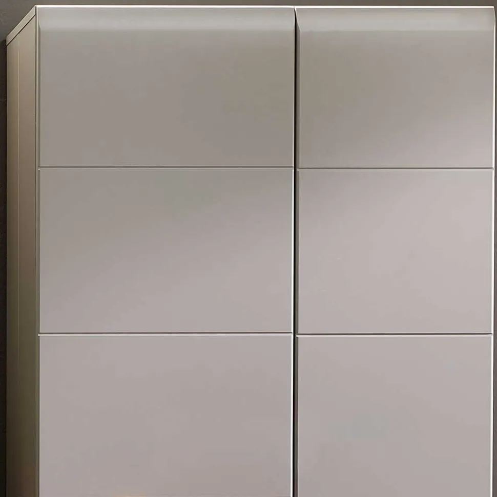 Wohnzimmer Hängeschrank mit Glaseinsatz in Grau - Fraguca