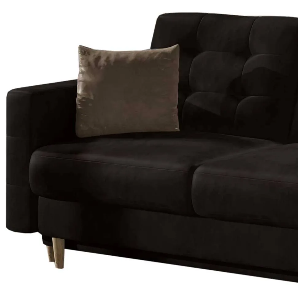 Wohnzimmer Klappcouch in Dunkelbraun Samt - Smento