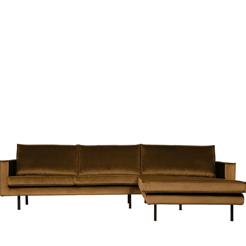 Wohnzimmer L Couch in Honigfarben Samt - Saguan