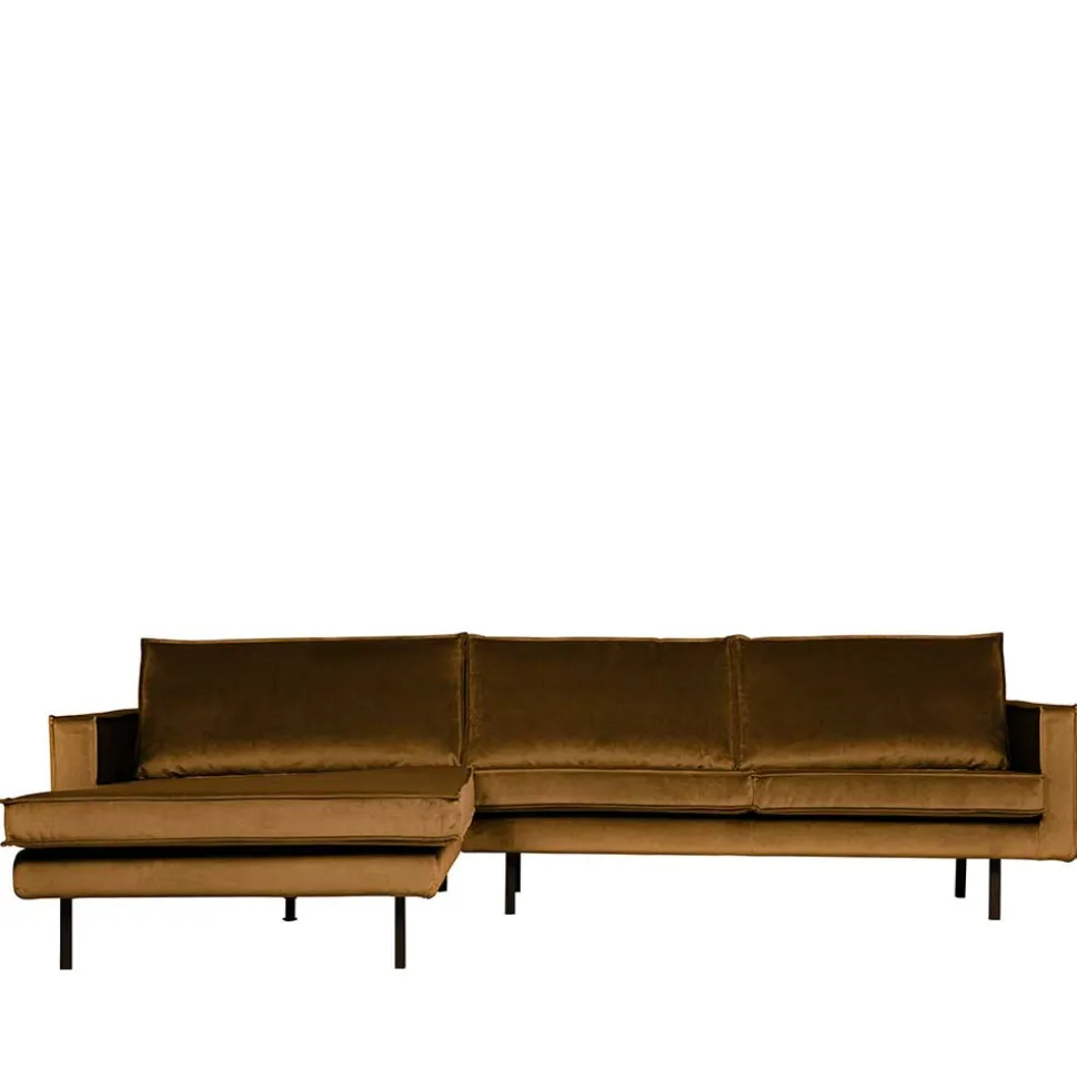 Wohnzimmer L Couch in Honigfarben Samt - Saguan