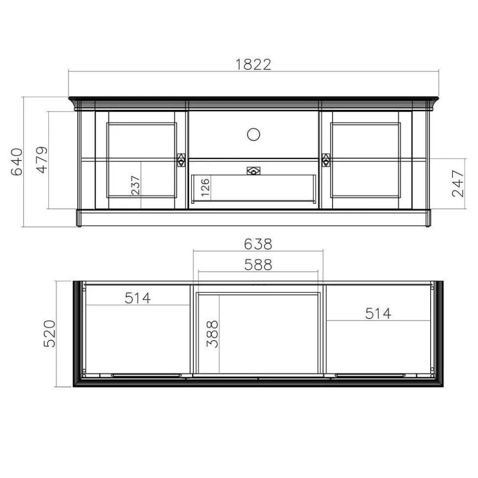 Wohnzimmer Landhausmöbel Set - Diatara (sechsteilig)