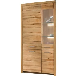 Wohnzimmer Massivholzschrank mit Glas Einsatz - Loitons