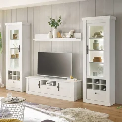 Wohnzimmer Möbelset in weißer Holzoptik Pinie - Liancos (vierteilig)