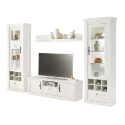 Wohnzimmer Möbelset in weißer Holzoptik Pinie - Liancos (vierteilig)