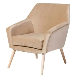 Wohnzimmer Polstersessel in Beige Samtvelours - Enzuena
