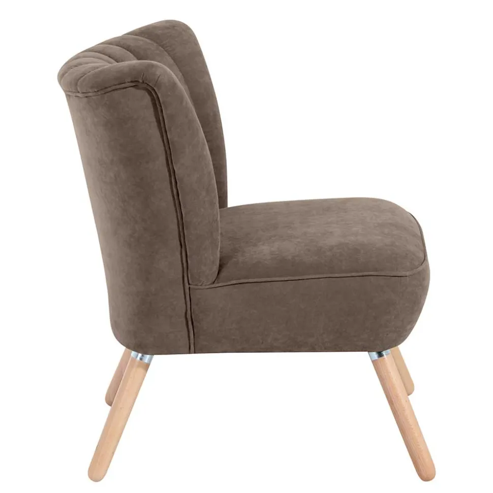 Wohnzimmer Sessel in Beigegrau Velours - Vomano