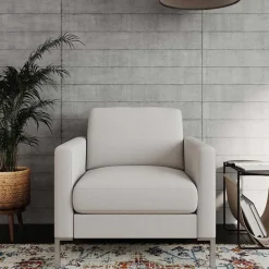 Wohnzimmer Sessel in Creme und Silber - Calaccio