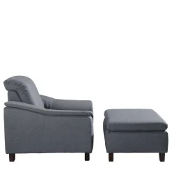 Wohnzimmer Sessel in Jeansblau und Nussbaum - Ilea
