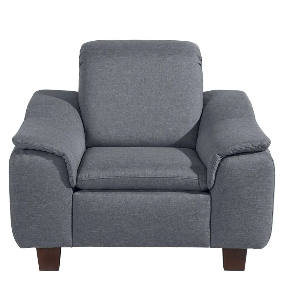 Wohnzimmer Sessel in Jeansblau und Nussbaum - Ilea