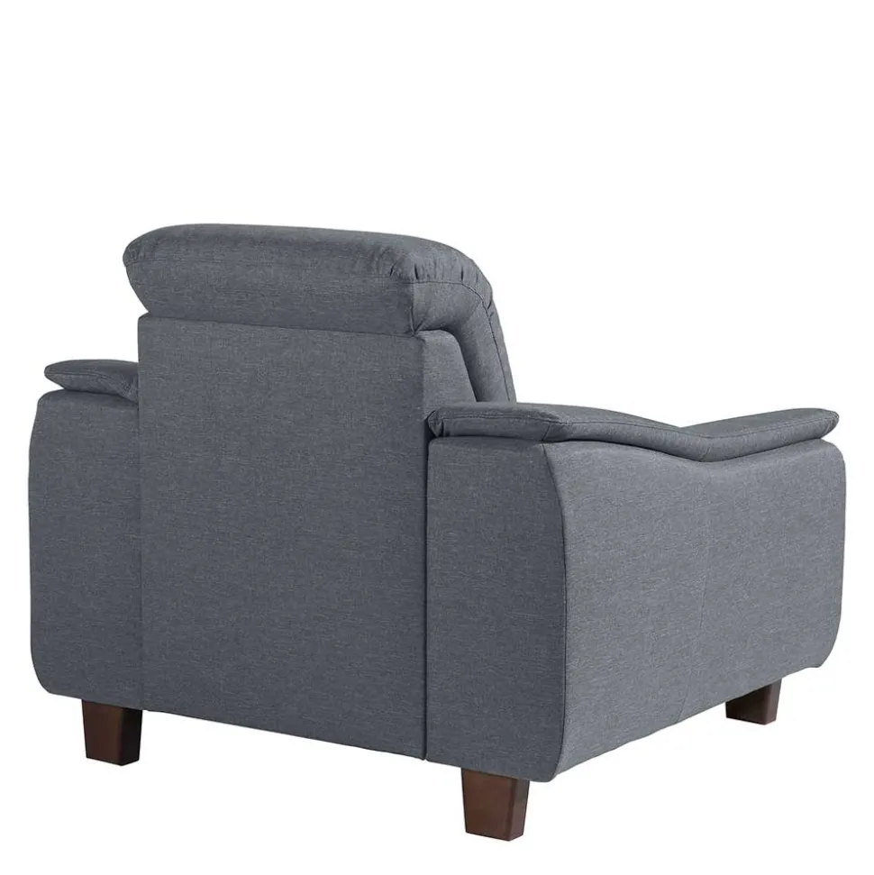 Wohnzimmer Sessel in Jeansblau und Nussbaum - Ilea