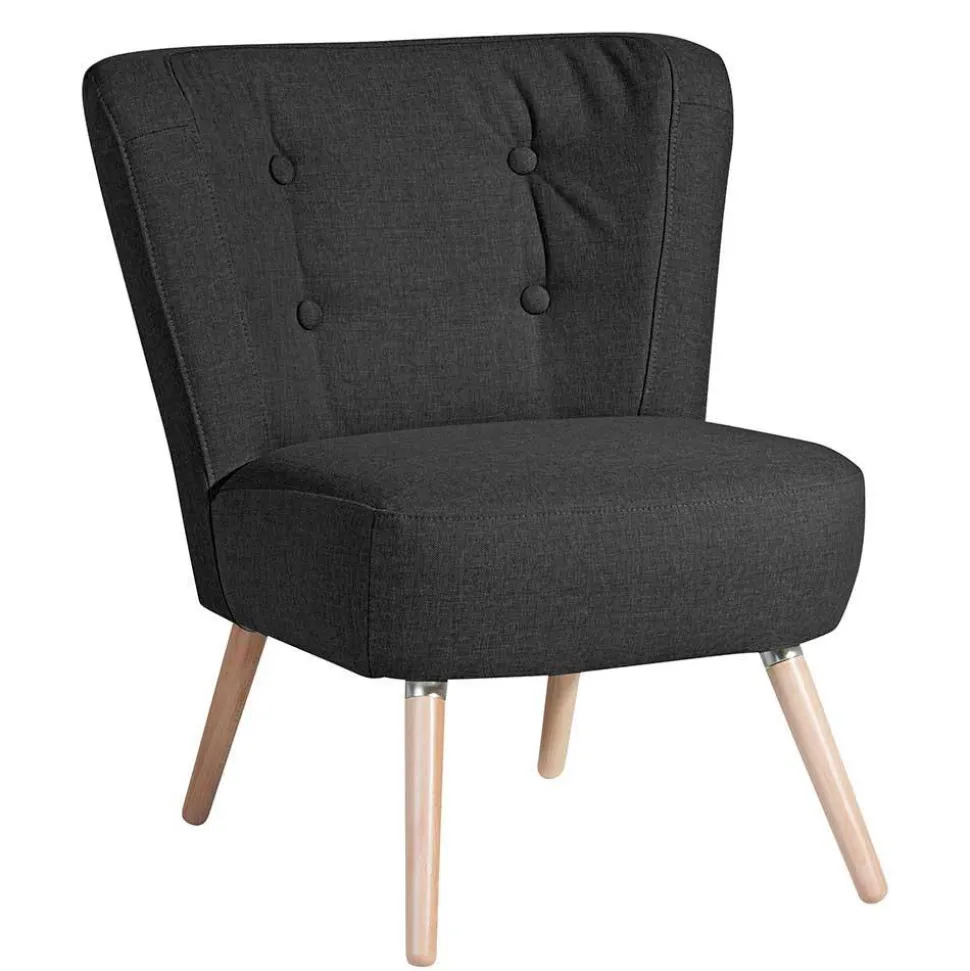 Wohnzimmer Sessel in Schwarz Stoffbezug - Adaliz