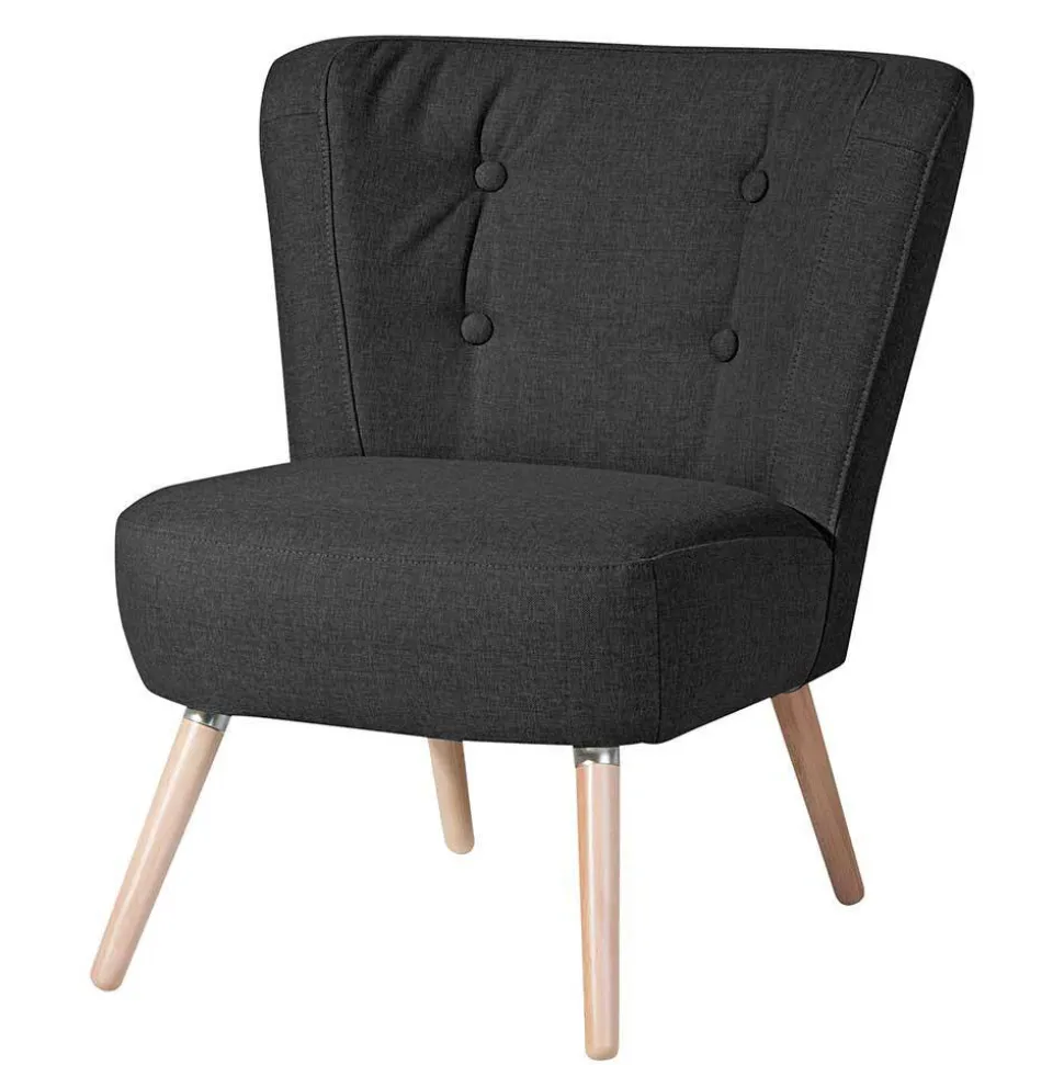 Wohnzimmer Sessel in Schwarz Stoffbezug - Adaliz