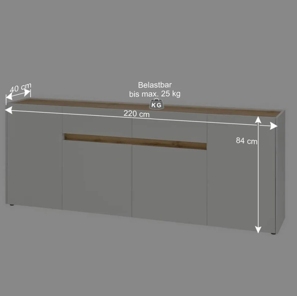 Wohnzimmer Sideboard 220 cm breit - Nonessia