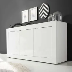 Wohnzimmer Sideboard Sogno in Hochglanz Weiß