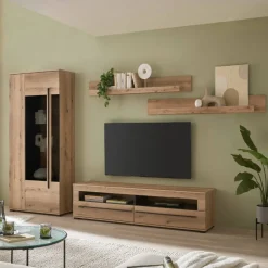 Wohnzimmer TV-Möbel-Set in Eiche - Brocus (vierteilig)