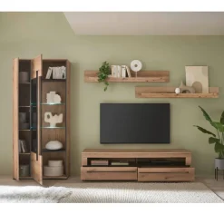 Wohnzimmer TV-Möbel-Set in Eiche - Brocus (vierteilig)
