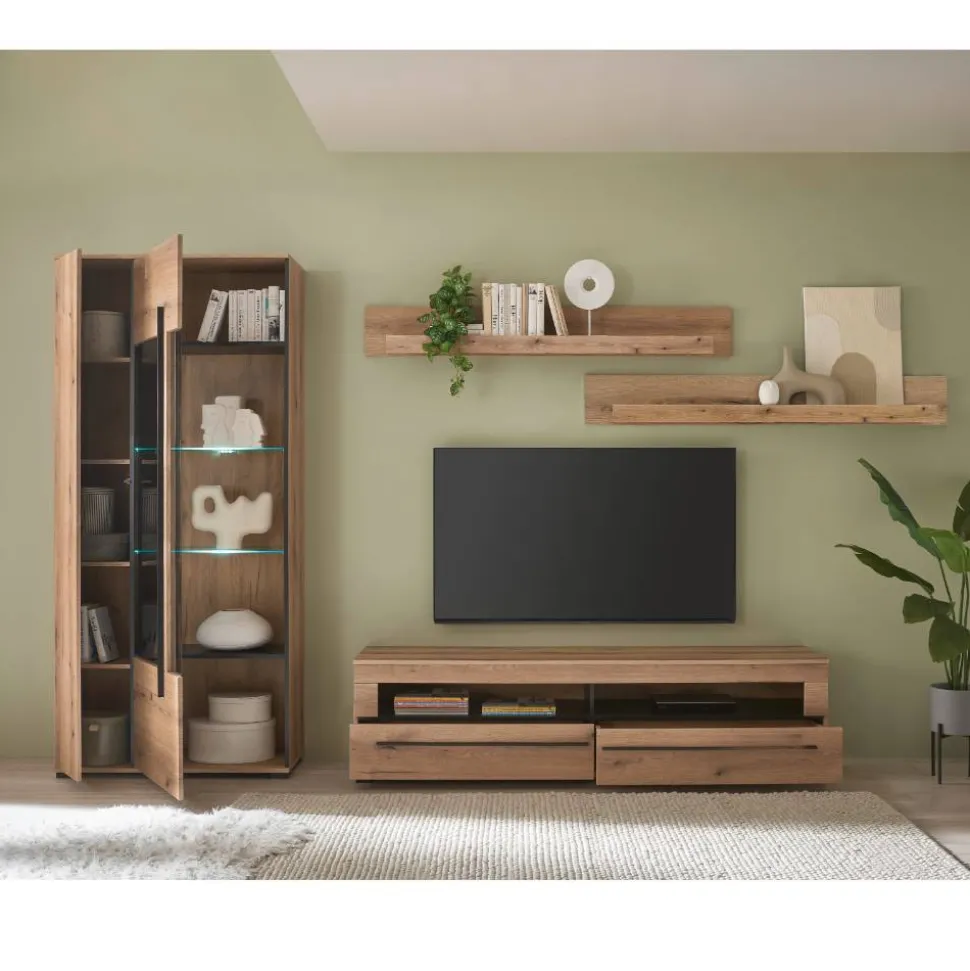 Wohnzimmer TV-Möbel-Set in Eiche - Brocus (vierteilig)