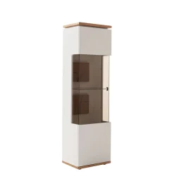 Wohnzimmer Vitrine in Soft White und Wildeiche - Yordyn