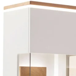 Wohnzimmer Vitrine in Soft White und Wildeiche - Yordyn