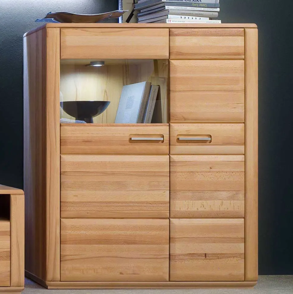 Wohnzimmer Vitrinenschrank Athias aus Kernbuche