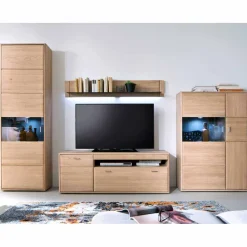 Wohnzimmer Wohnwand Vernella aus Massivholz (vierteilig)