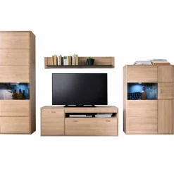 Wohnzimmer Wohnwand Vernella aus Massivholz (vierteilig)