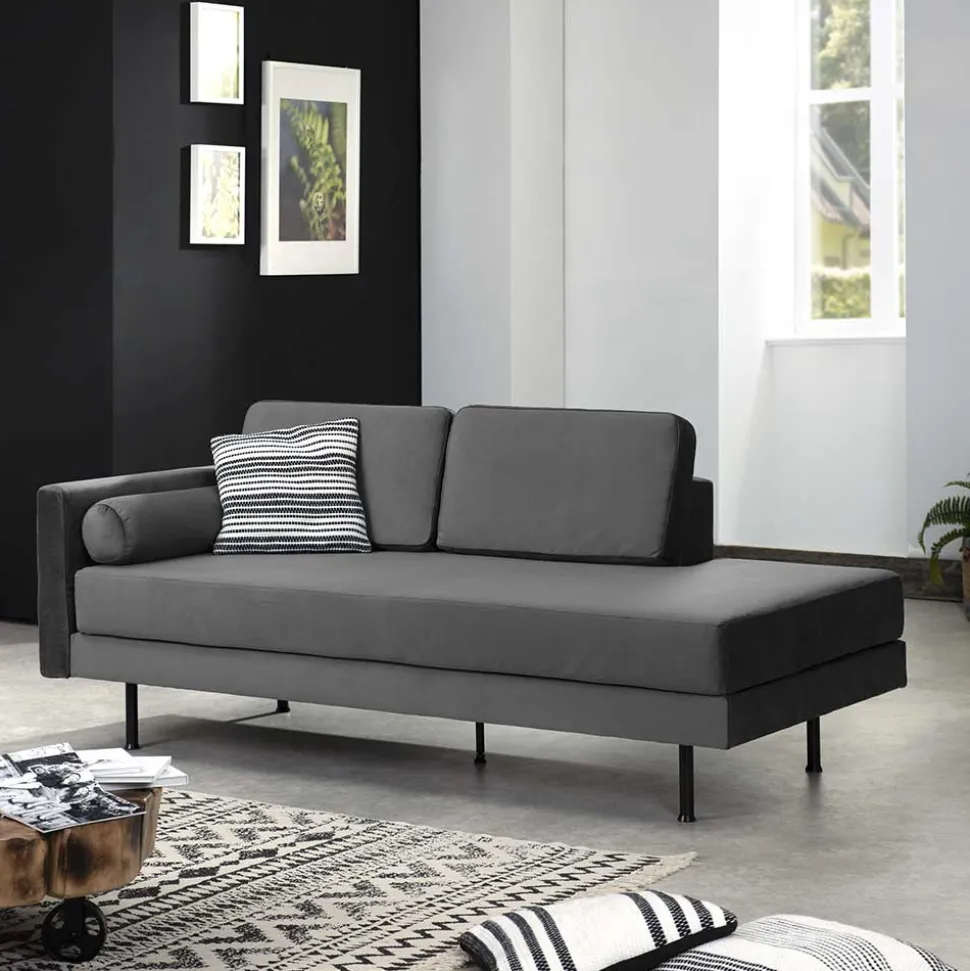 Wohnzimmercouch in Anthrazit Samtvelours - Ronin