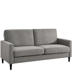 Wohnzimmercouch in Hellgrau Stoffbezug - Katja