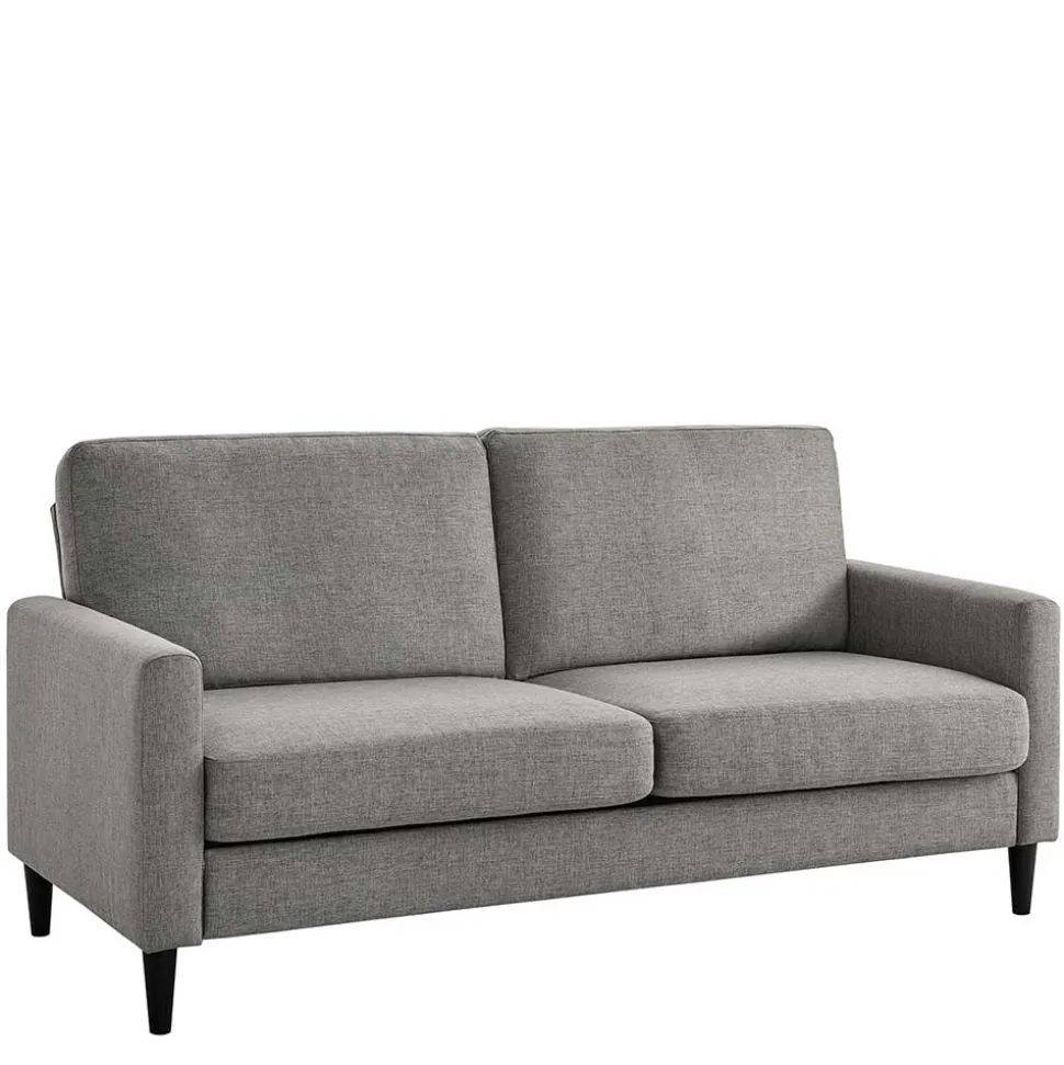Wohnzimmercouch in Hellgrau Stoffbezug - Katja