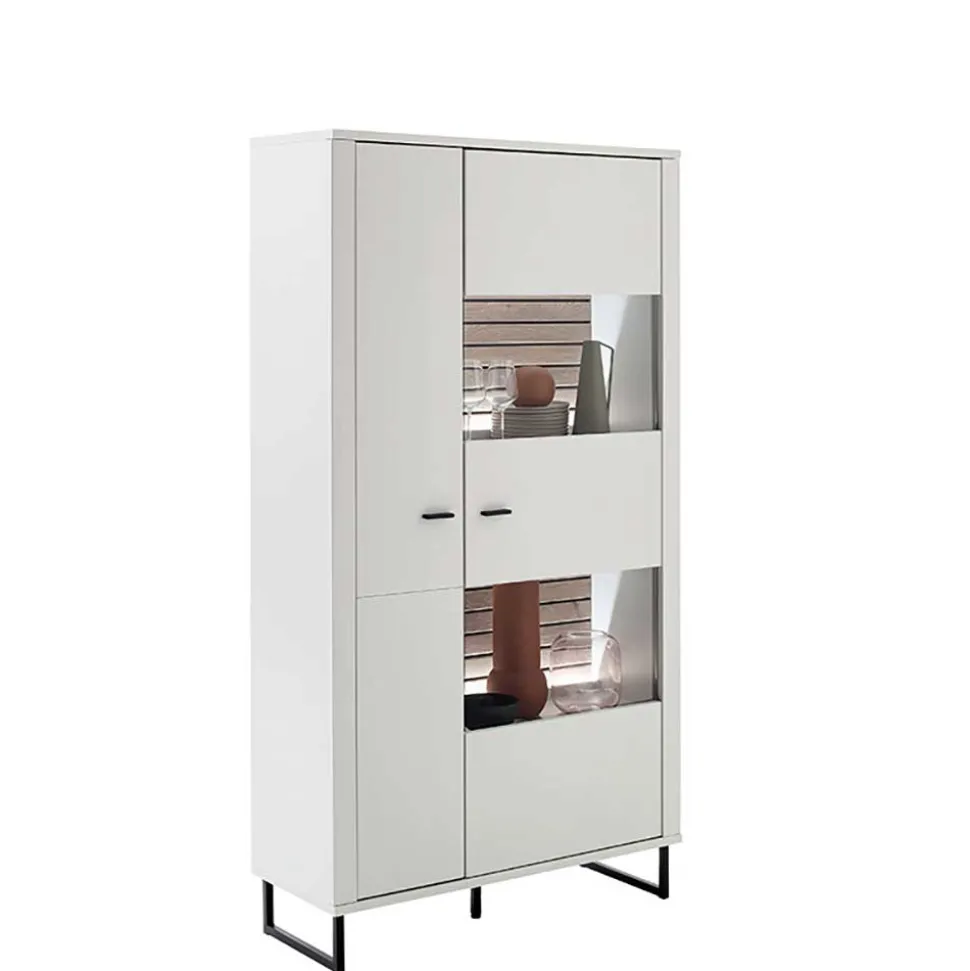 Wohnzimmerschrank in Weiß mit Wildeiche - Varzino