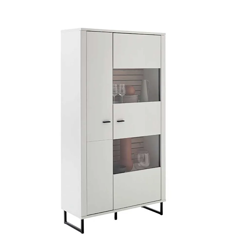 Wohnzimmerschrank in Weiß mit Wildeiche - Varzino