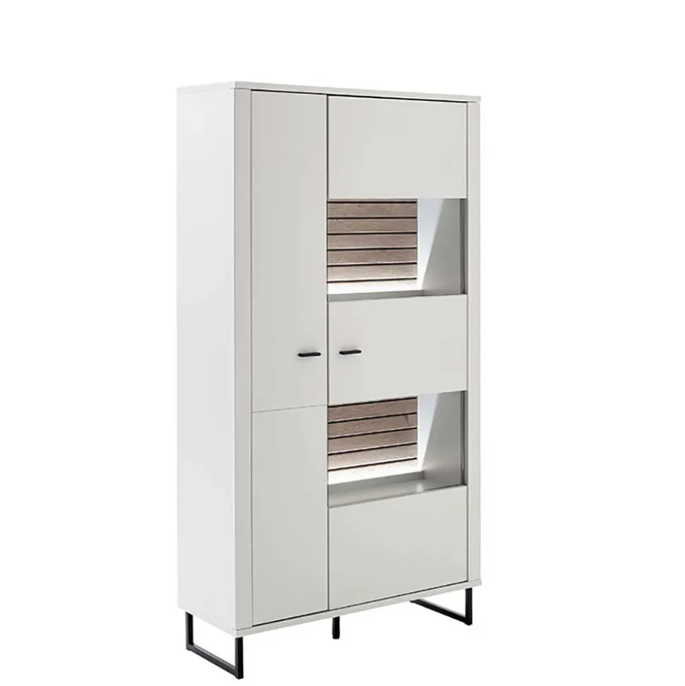 Wohnzimmerschrank in Weiß mit Wildeiche - Varzino